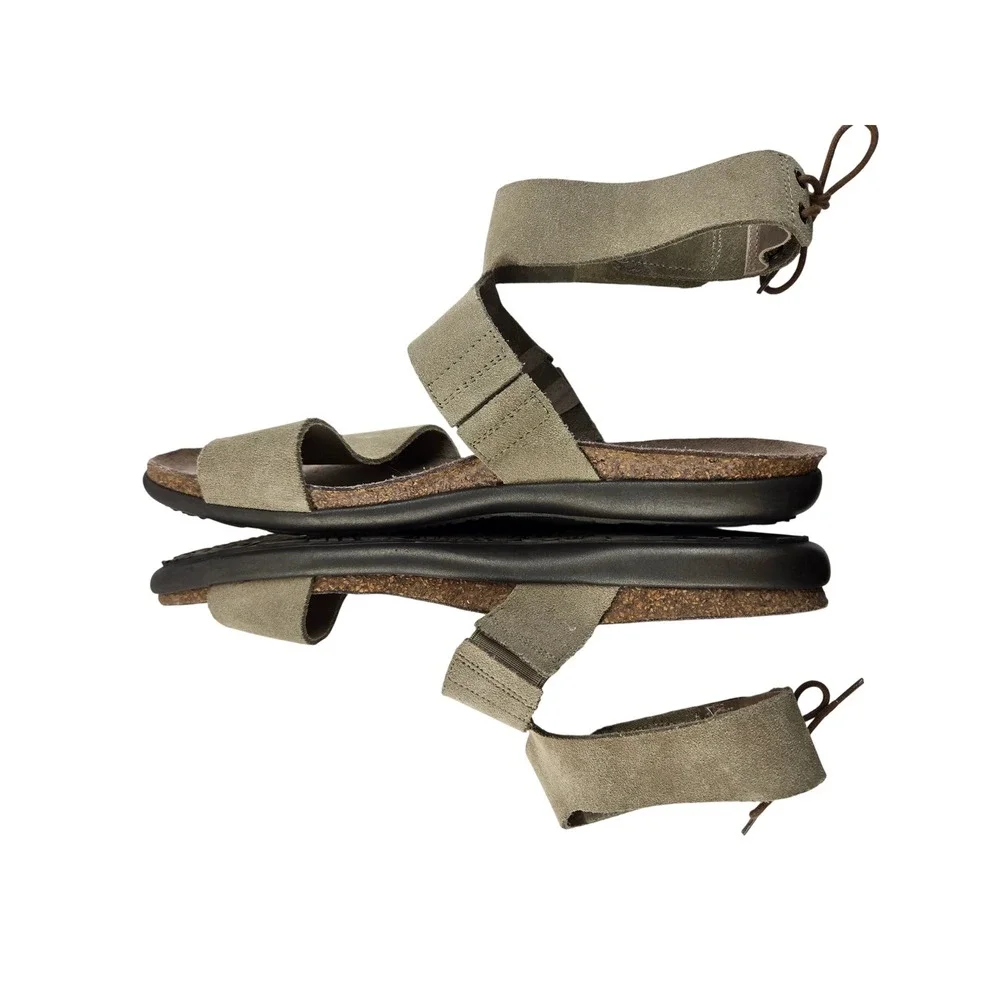 Naot Larissa Suede Gladiator Sandals Tan Khaki Womens 40 US 9-9.5 Israel Comfort